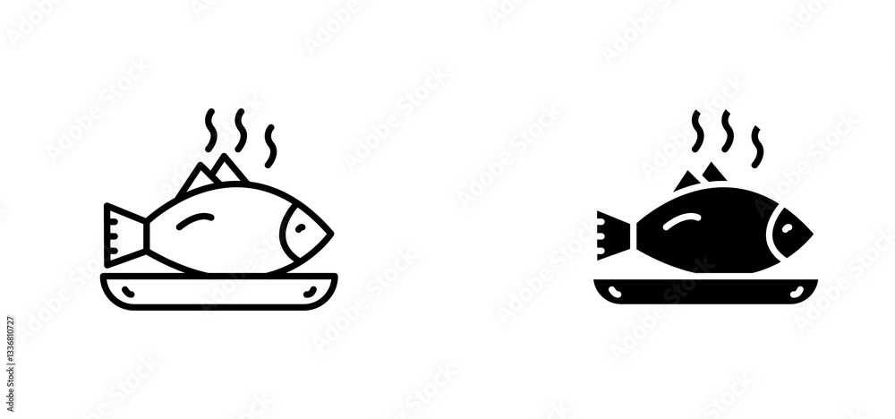 Cooked Fish icons set for apps and web ui designs. simple isolated graphics. Cooked Fish icons set for apps and web ui designs. simple isolated graphics.