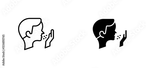 Cough icons set for apps and web ui designs. simple isolated graphics.