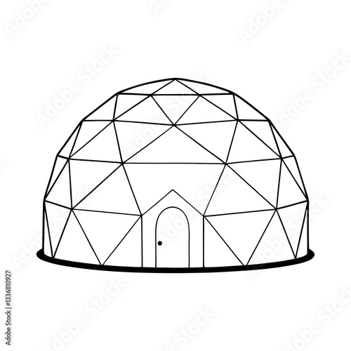 a drawing of a modern geodesic dome vector illustration