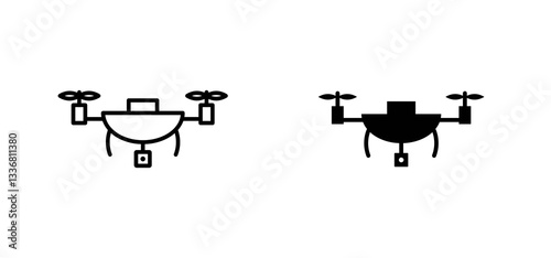 Drone icons set for apps and web ui designs. simple isolated graphics.