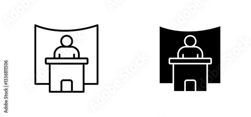 Exhibitor icons set for apps and web ui designs. simple isolated graphics.