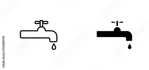 Faucet drip icons set for apps and web ui designs. simple isolated graphics.