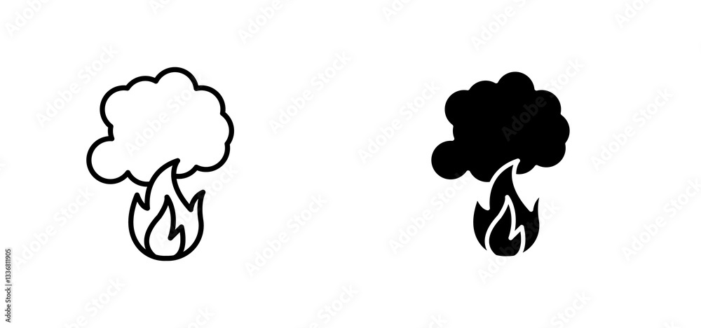 Obraz premium Fire smoke icons set for apps and web ui designs. simple isolated graphics.