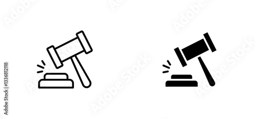Gavel icons set for apps and web ui designs. simple isolated graphics.