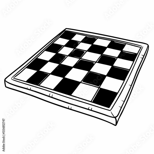 chess board line art drawing vector illustration