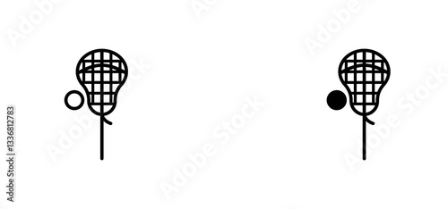 Lacrosse stick ball icons set for apps and web ui designs. simple isolated graphics.