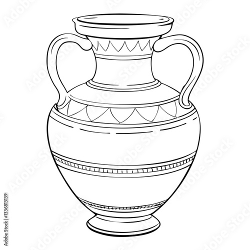 an antique amphora with intricate patterns and handles, designed for holding liquid vector illustration