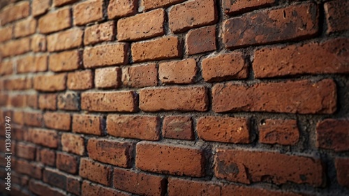 Red Brick, Old brick wall with textured red bricks and cement background, Close-up image of red brick wall on brick background