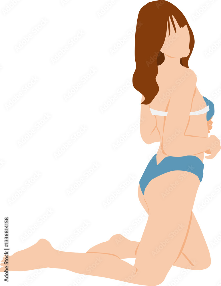 Fototapeta premium ポーズをとる水着を着た女性のイラスト