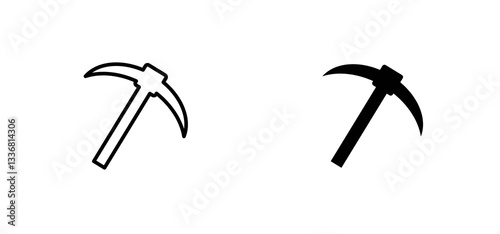 Pickaxe icons set for apps and web ui designs. simple isolated graphics.