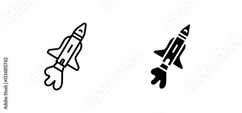Space shuttle icons set for apps and web ui designs. simple isolated graphics.