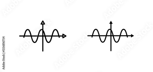 Wave sine icons set for apps and web ui designs. simple isolated graphics.