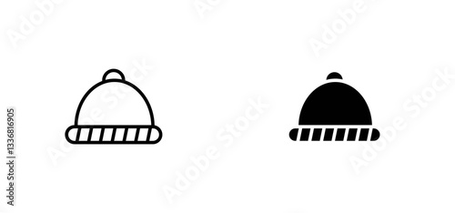 Winter hat icons set for apps and web ui designs. simple isolated graphics.