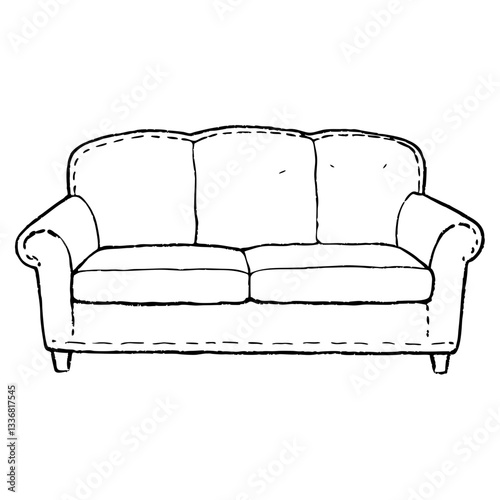 a simple drawing of a comfortable three-seater sofa, perfect for a relaxing living space vector illustration