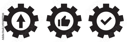 Settings icon set, Cogwheel symbol, Gear wheel vector illustration.