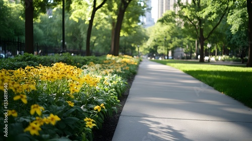 Wallpaper Mural Lush Urban Oasis with Scenic Walking Paths Amidst Thriving Greenery and Blooms Torontodigital.ca