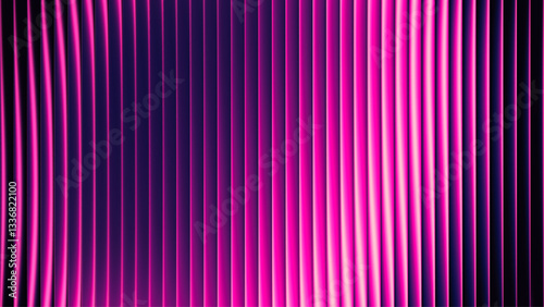 Futuristic neon gradient pattern with vertical fluted glowing lines blending smooth deep purple colors. Minimalistic futuristic abstract background perfect for creative digital tech designs. Vector