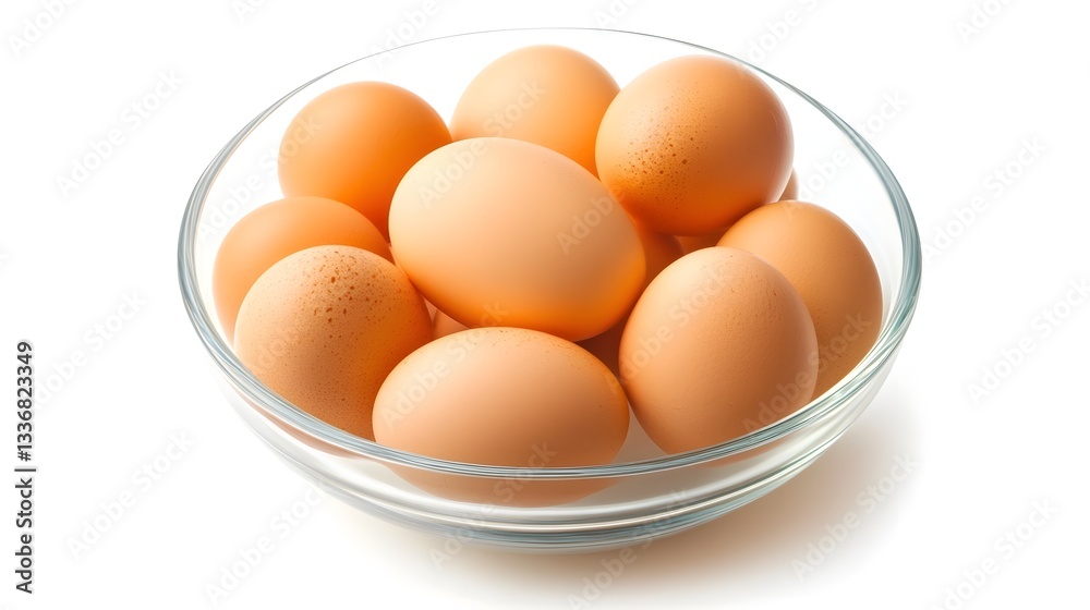 Bowl of Uncooked Eggs with Intact Yolks Representing Cooking Process Start Bowl of Uncooked Eggs with Intact Yolks Representing Cooking Process Start