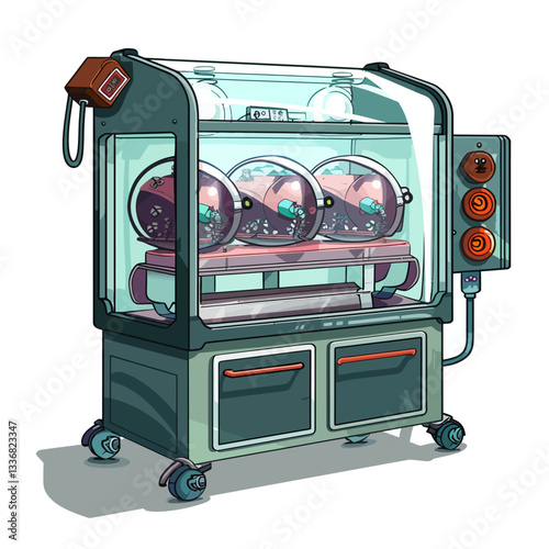 Cartoon illustration of incubator 