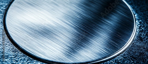 Brushed metal disc, close-up texture