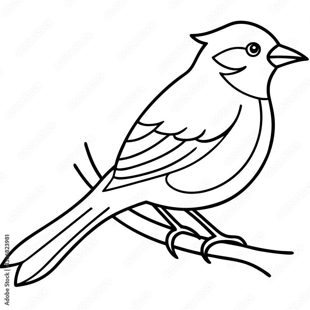 Obraz premium Simple Bird on Branch Line Drawing in Minimal Style Representing Nature's Song with Copy Space