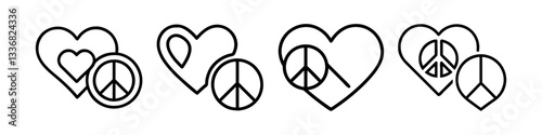 heart peace combo icon, heart peace combo line art - simple line art of heart peace combo, perfect for heart peace combo logos and icons