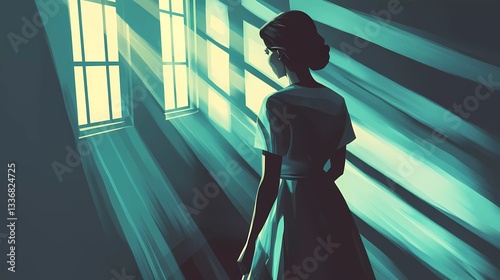 Smiling housemaid woman with cleaning supplies, representing home cleaning, domestic work, and sanitation services, ideal for housekeeping advertisements, comic book style