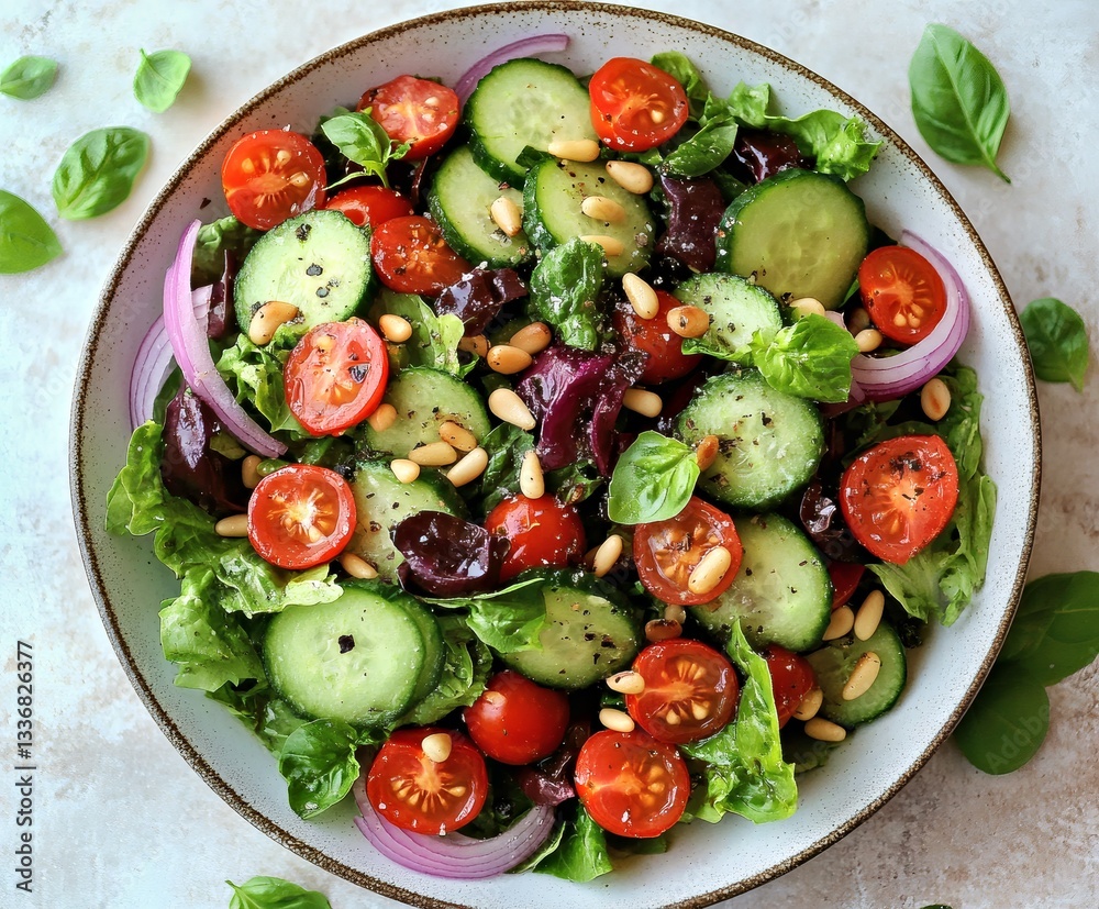 Salad with tomato slices herbs Salad with tomato slices herbs