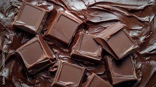 Obraz na płótnie Melted chocolate with squares w salonie