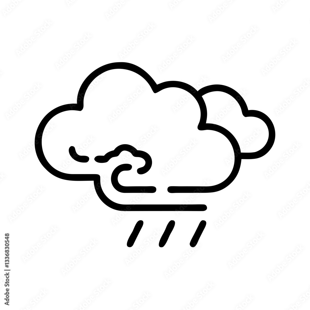 Weather icon depicting rain and clouds Weather icon depicting rain and clouds