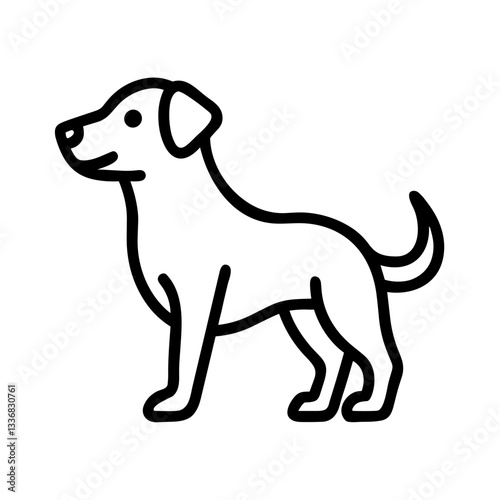 Standing dog looking friendly on white background
