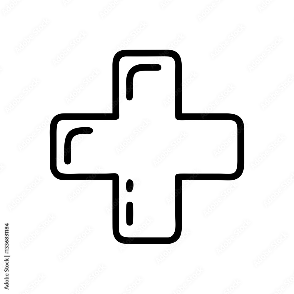 Medical cross symbol in black outline design Medical cross symbol in black outline design