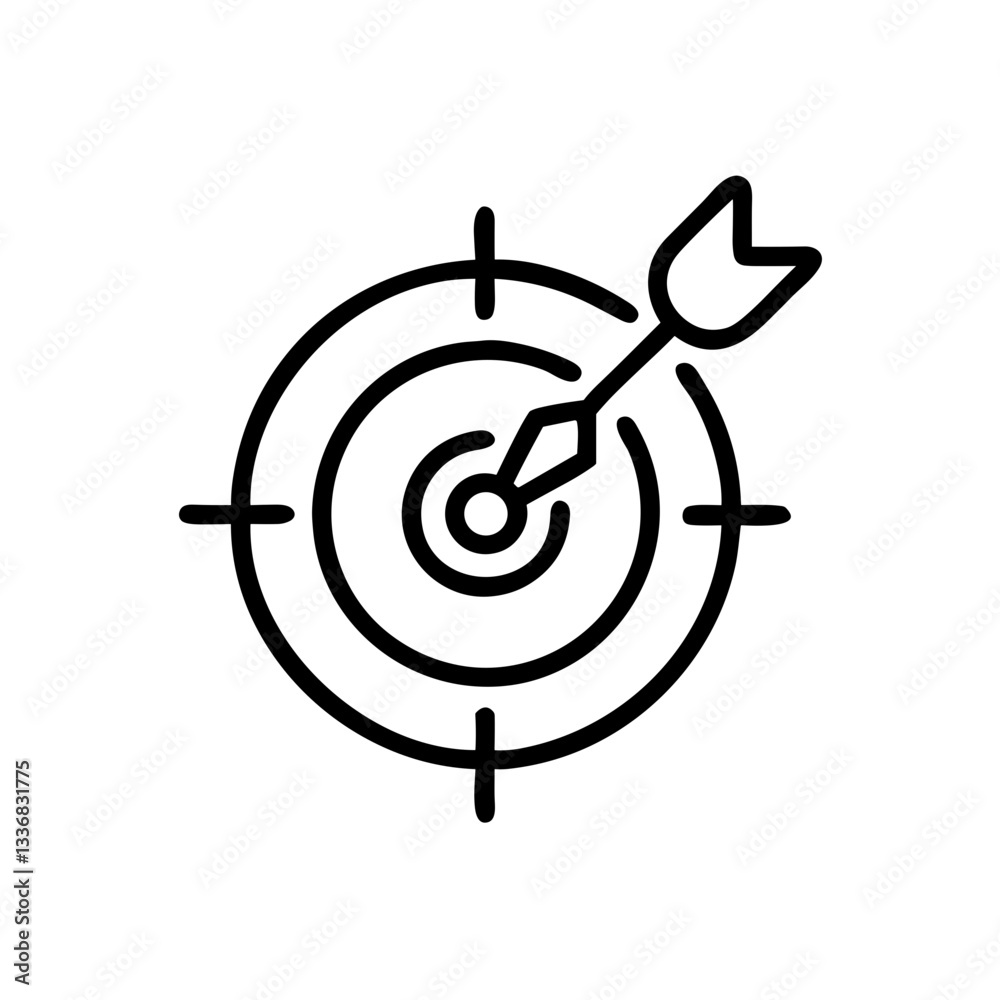 Dart hitting bullseye on target Dart hitting bullseye on target