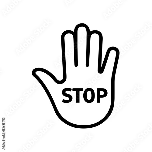 Stop sign hand gesture in black and white