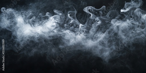 Obraz na płótnie White smoke swirls on dark background (1) w salonie