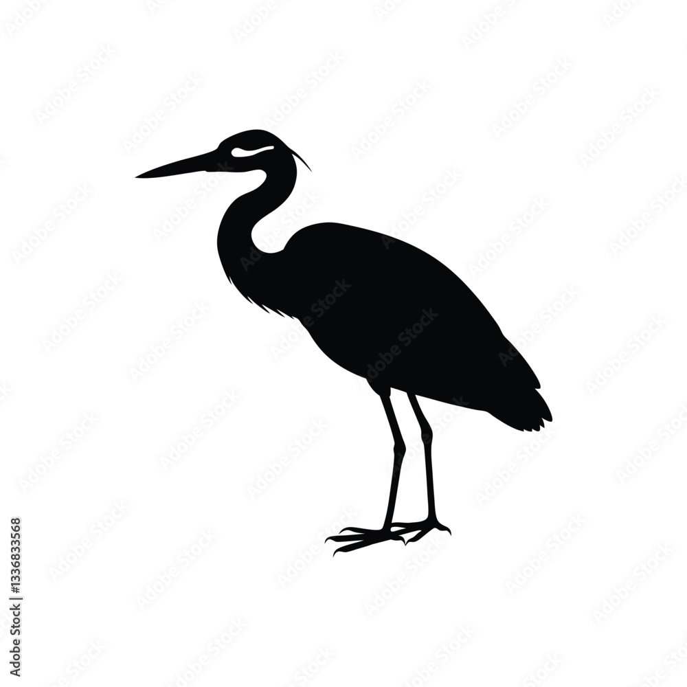 Obraz premium Heron silhouette vector illustration 