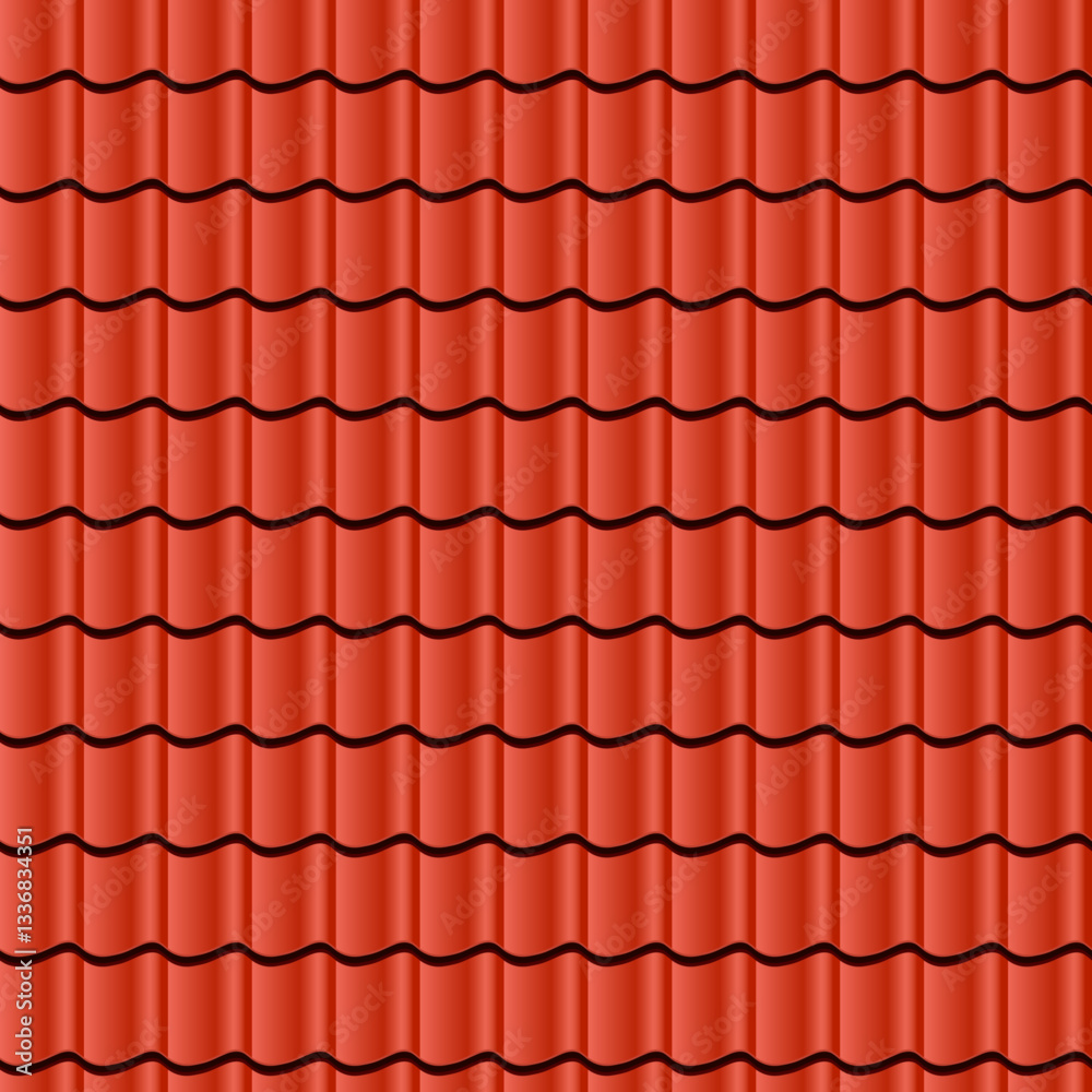 A seamless background of red metal roof. Roof tiles vector graphics. A seamless background of red metal roof. Roof tiles vector graphics.
