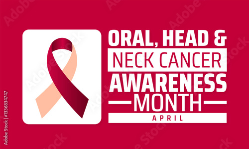 National Oral, Head, and Neck Cancer Awareness Month background banner or poster design template. observed every year in  April. Holiday concept. Use to any Template, card, poster, placard, template.