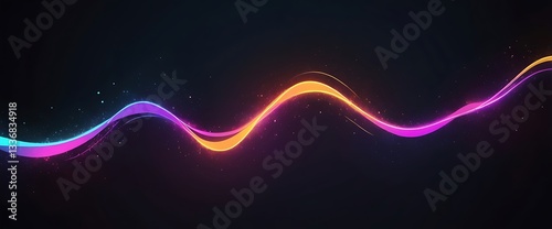 Abstract Neon Waves: Dynamic neon waves flow elegantly across a dark background, their vibrant colors creating a sense of energy and movement. 
