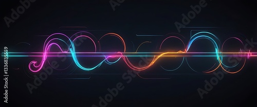 Abstract Neon Swirl: A vibrant display of swirling neon lines in multiple colors, creating a mesmerizing pattern against a dark background.