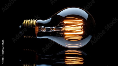 Wallpaper Mural Antique Edison Bulb Glowing Brightly Against Dark Backdrop - An Abstract Take on Vintage Illumination Torontodigital.ca