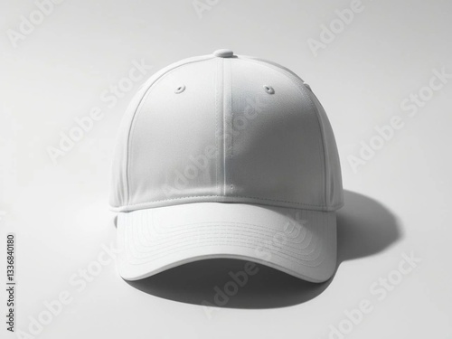 Blank white baseball cap mockup on white background.
