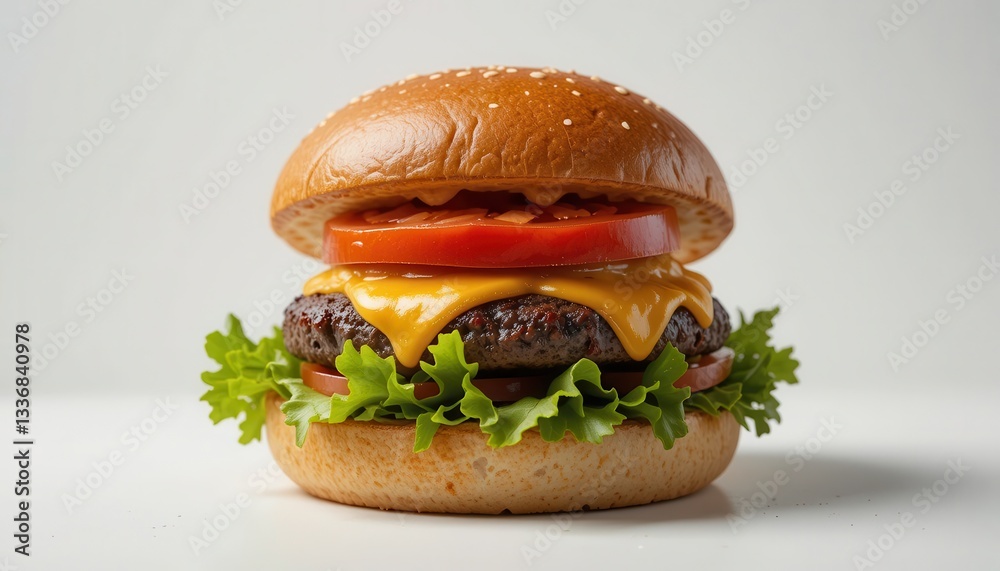Delicious cheeseburger kitchen food photography minimalist close-up culinary delight