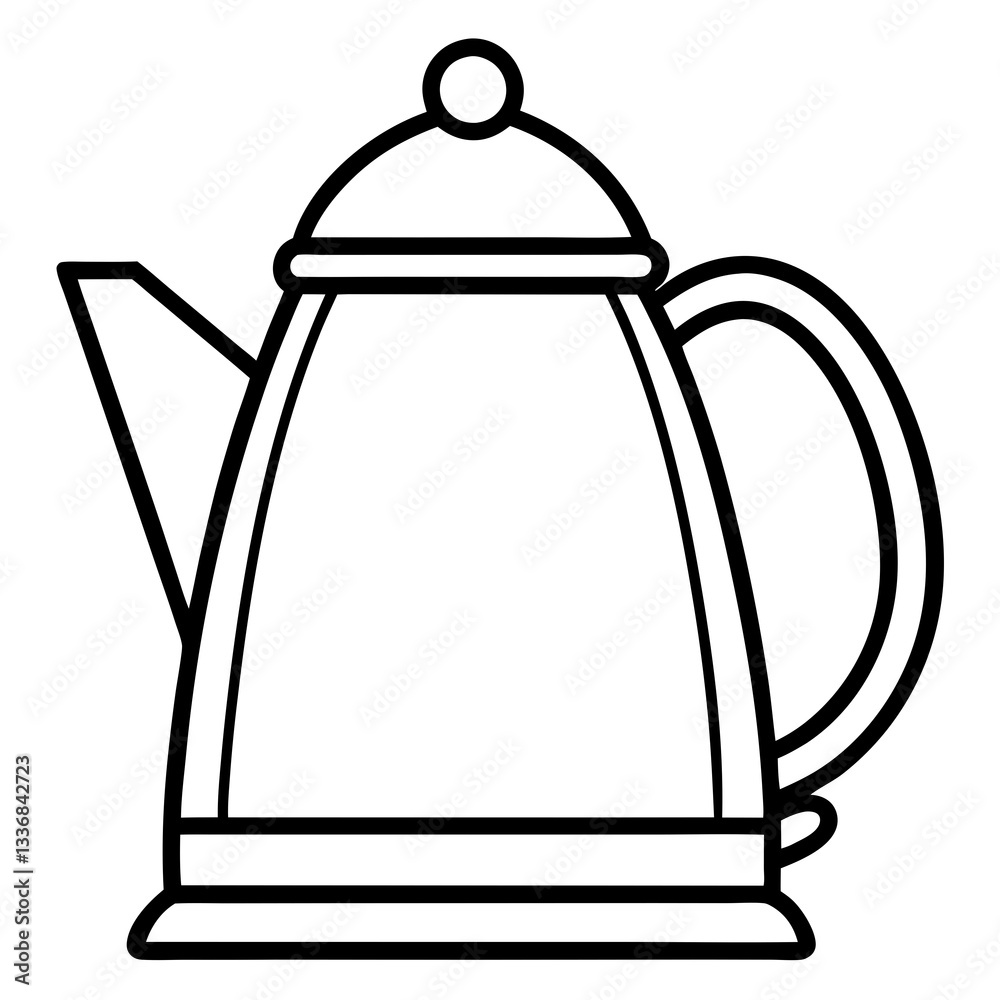 Fototapeta premium Simple Line Art Kettle Vector