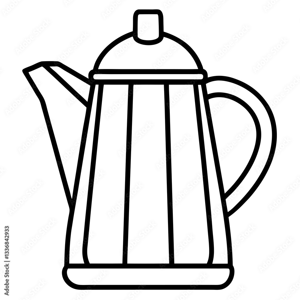 Obraz premium Simple Line Art Kettle Vector