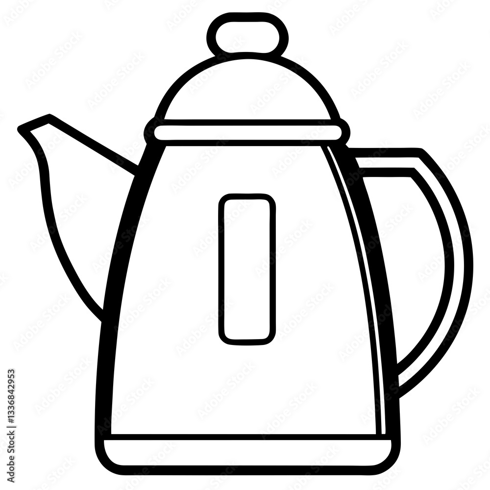 Fototapeta premium Simple Line Art Kettle Vector