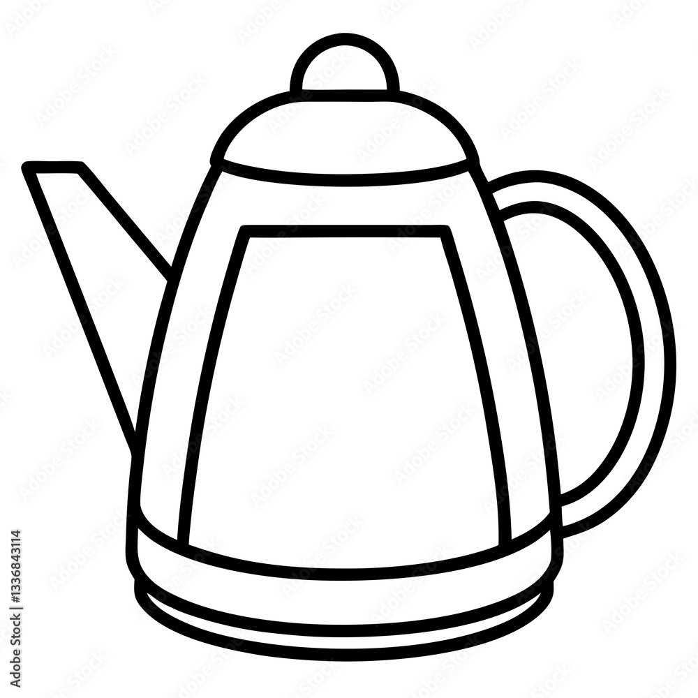 Fototapeta premium Simple Line Art Kettle Vector