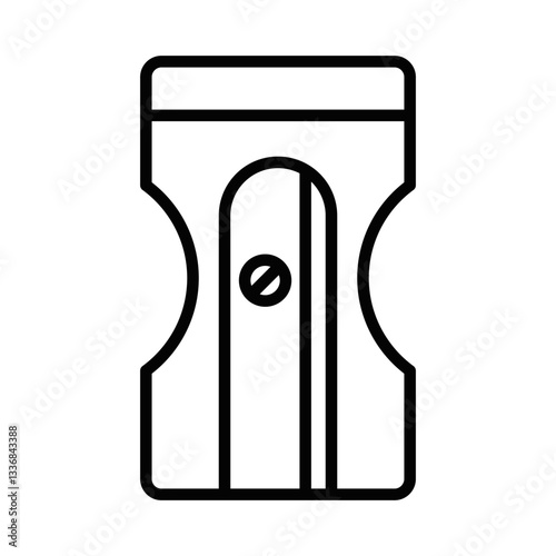 Pencil sharpener with blade for sharpening pencils. Vector icon. Editable stroke.