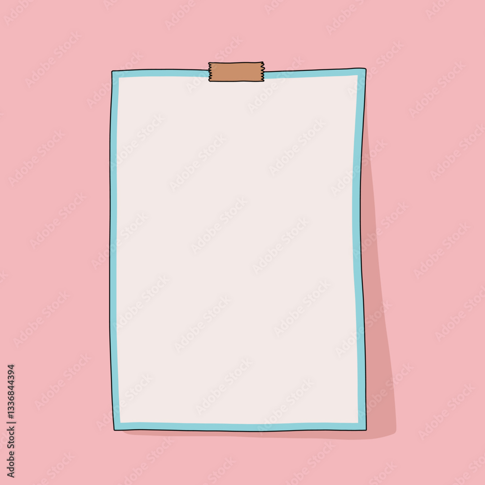 Minimalist Blank Paper with Tape Illustration