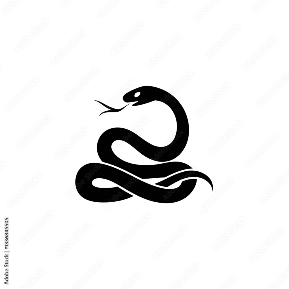 Fototapeta premium Elegant Black Snake Illustration for Design Projects